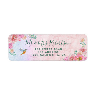 Étiquette Mariage floral aquarelle délicat vert et rose