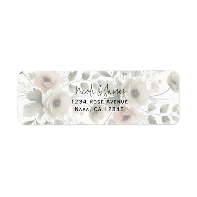 Étiquette Mariage Floral Aquarelle Vert Olive Kaki (Devant)