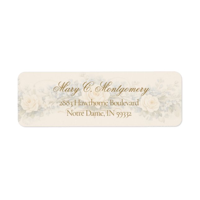 Étiquette Mariage Floral Bleu et Blanc Élégant (Devant)