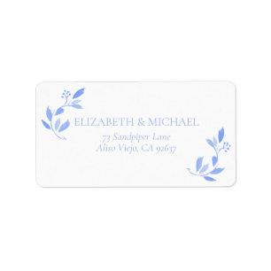 Étiquette Mariage Floral bleu français Adresse