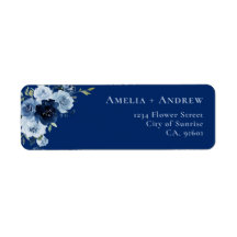 Mariage Floral Bleu Poussiéreux Rose Navy