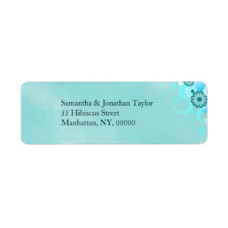 Étiquette Mariage floral bleu Turquoise Aqua