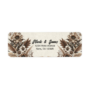 Étiquette Mariage Floral Bohème Élégant Vintage