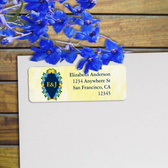 Étiquette Mariage floral citron soleil (Créateur téléchargé)