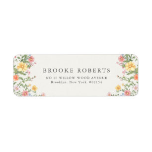 Étiquette Mariage Floral de Jardin Orné de Pastel Doux de Pr