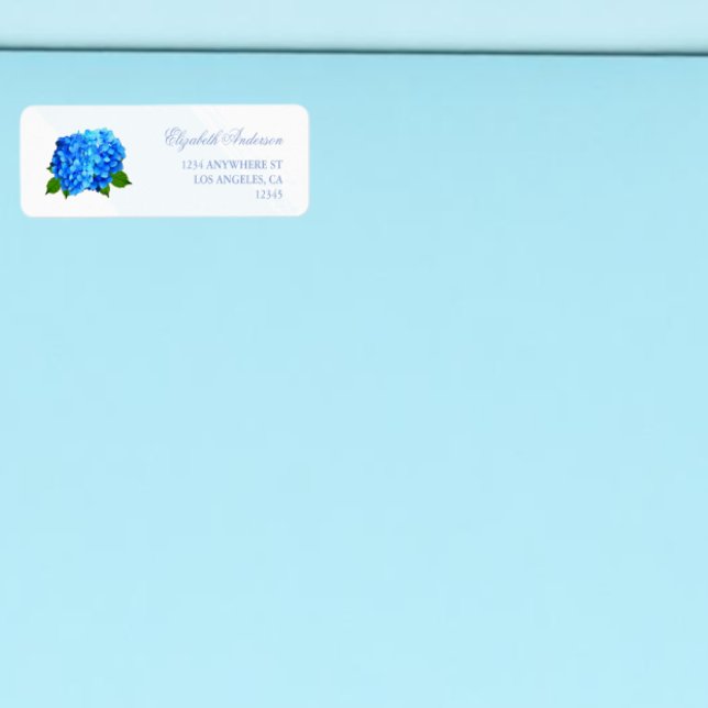 Étiquette Mariage Floral Hydrangea Bleu (Créateur téléchargé)
