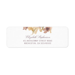 Étiquette Mariage floral Mauve et Gold