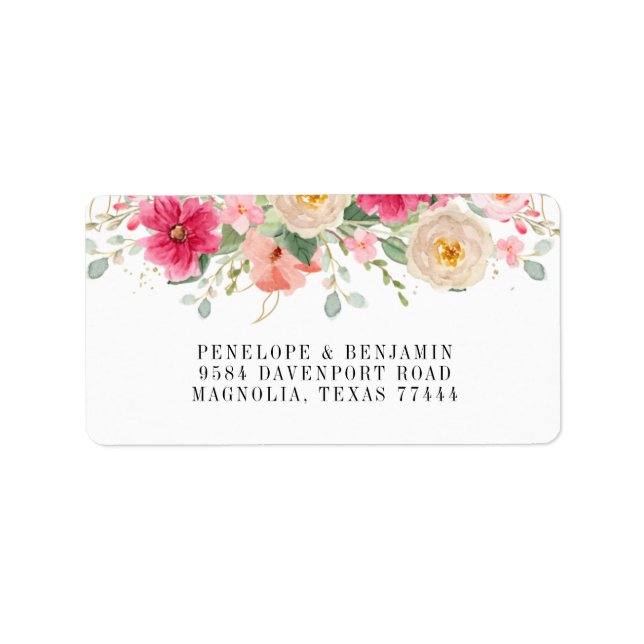 Étiquette Mariage Floral Rose Clair Aquarelle Moderne (Devant)