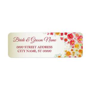 Étiquette Mariage Floral rose rouge Adresse de retour