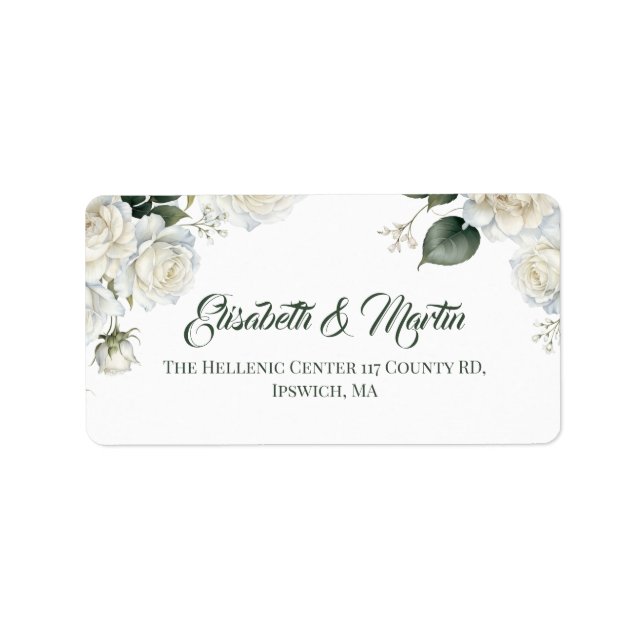Étiquette Mariage Floral Roses Sauge  (Devant)