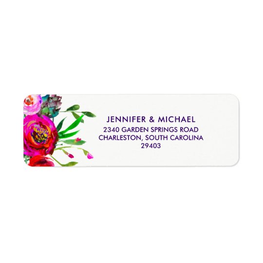 Étiquette Mariage floral vibrant d'aquarelle de |