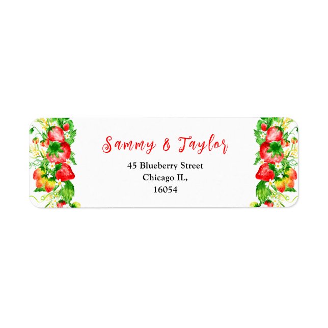 Étiquette Mariage Fraises et Pâquerettes (Devant)