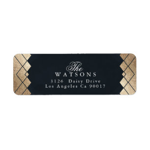 Étiquette Mariage Géométrique Dark Navy Gold Gatsby
