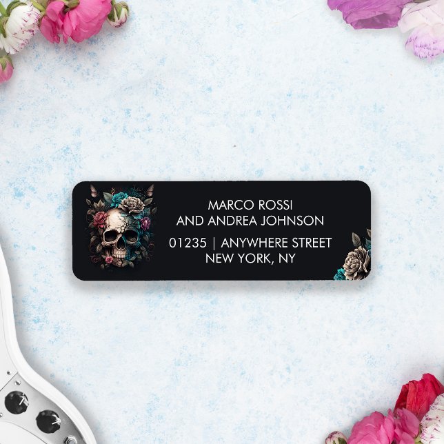 Étiquette Mariage gothique du tatouage au crâne (Skull Tattoo Rock and Roll Gothic Wedding Label)