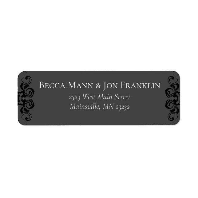 Étiquette Mariage gothique gris et noir (Devant)