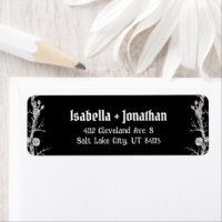 Mariage gothique Halloween Roses noires et blanche