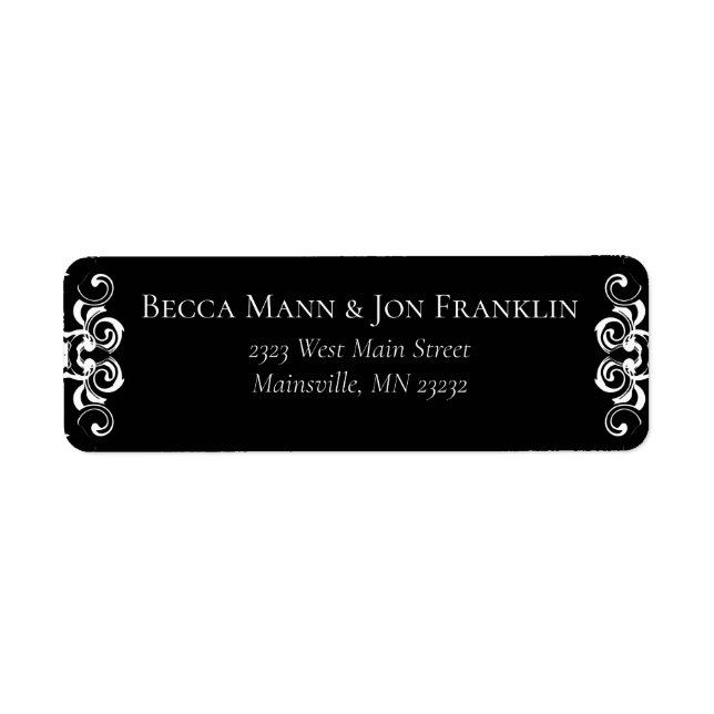 Étiquette Mariage gothique noir et blanc (Devant)