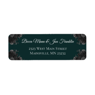 Étiquette Mariage gothique Rose vert foncé gris noir
