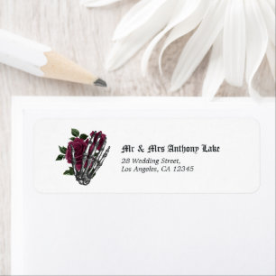 Étiquette Mariage gothique squelette floral de Bourgogne