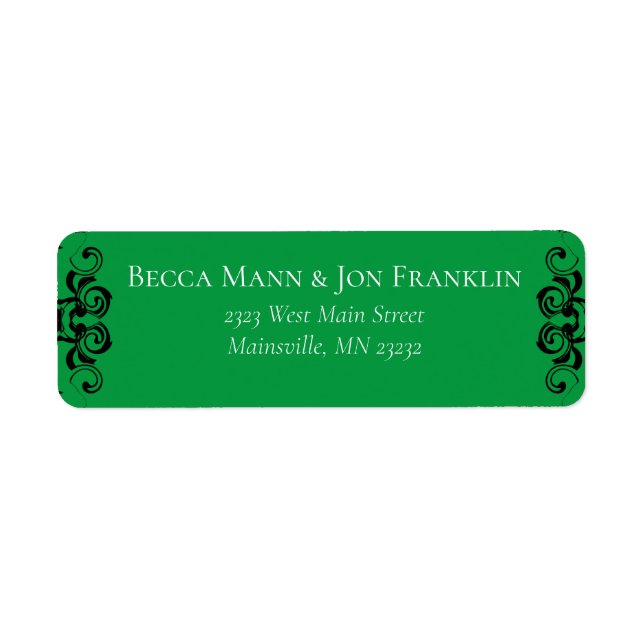 Étiquette Mariage gothique vert et noir (Devant)