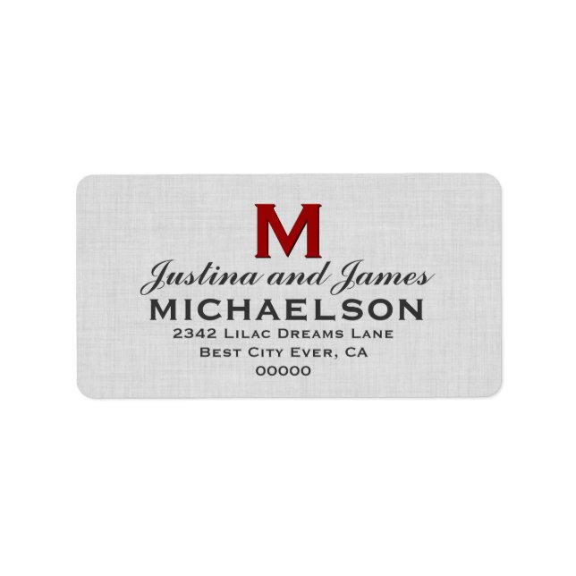 Étiquette Mariage gris argent Monogram M Modèle V01 (Devant)
