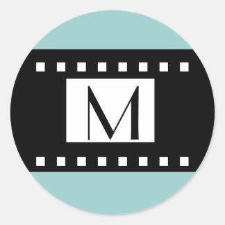 Étiquette Mariage initial du Monogramme noir bleu