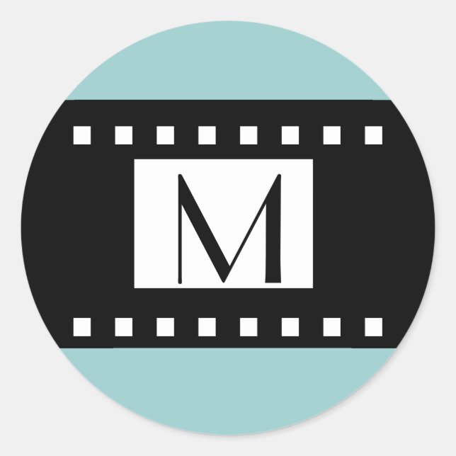 Étiquette Mariage initial du Monogramme noir bleu (Devant)