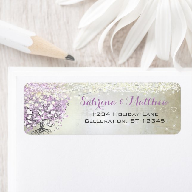 Étiquette Mariage Lavender Fairytale Lumières et étoiles (En situation)
