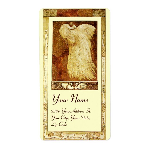 Étiquette MARIAGE LOVE PEACOCK, crème jaune brun (Devant)