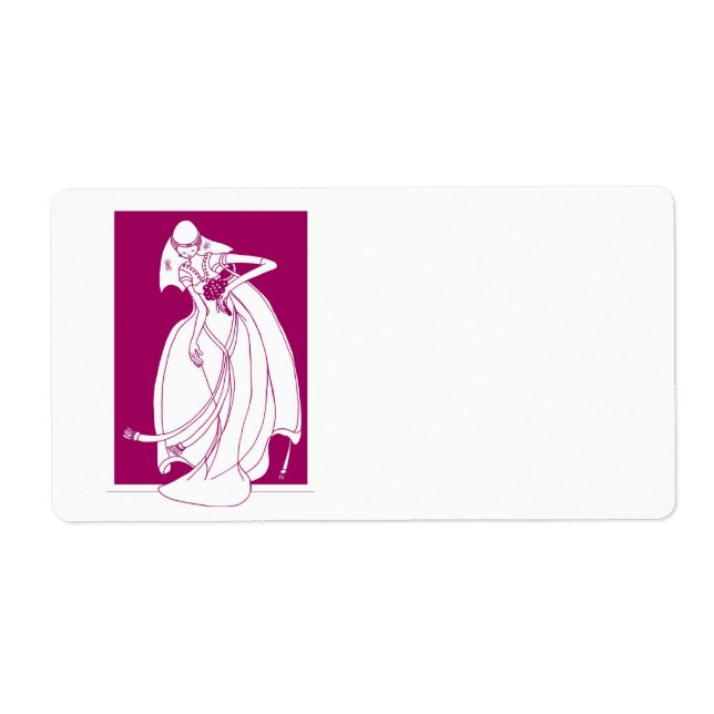 Étiquette mariage - mariée avec bouquet (Devant)