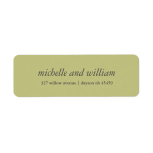 Étiquette Mariage minimal vert olive et gris personnalisé