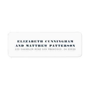 Étiquette Mariage Minimaliste Bleu Et Moderne Adresse De Ret