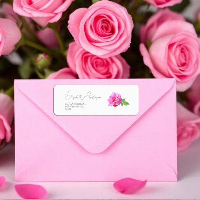 Étiquette Mariage Minimaliste Classique Rose Rose (Créateur téléchargé)