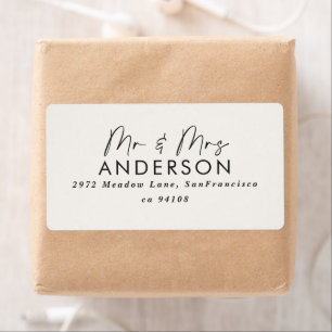 Étiquette Mariage Minimaliste Moderne Élégant Noir & Blanc