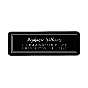 Étiquette Mariage Minimaliste Moderne RSVP Simple Noir Blanc