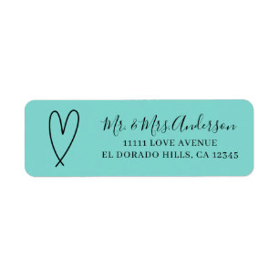 Étiquette Mariage Minimaliste Turquoise Moderne