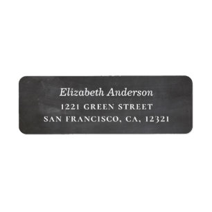 Étiquette Mariage moderne Chalkboard. Adresse simple grise