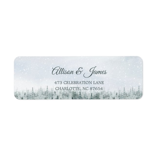 Étiquette Mariage moderne en forêt hivernale (Devant)