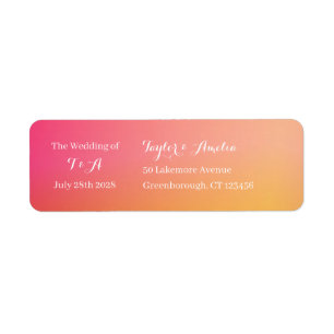 Étiquette Mariage Moderne Orange Peach Ombre Adresse de reto