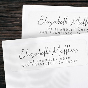 Étiquette Mariage Moderne Script Minimaliste Adresse de reto