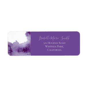 Étiquette Mariage Moderne Ultra Violet Lavis Aquarelle RTS