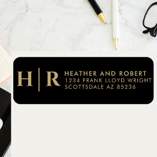 Étiquette Mariage Monogram Mariée et Groom Adresse de retour