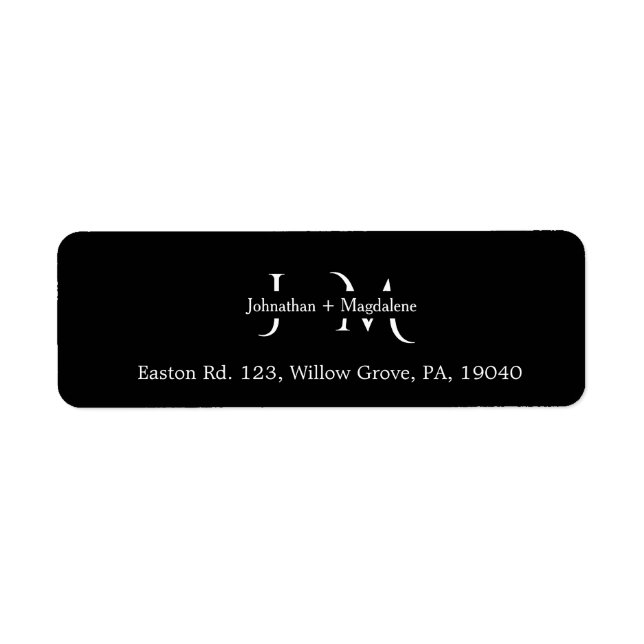 Étiquette Mariage Monogramme Minimaliste Noir & Blanc  (Devant)