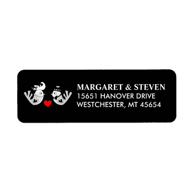 Étiquette Mariage noir et blanc Inséparables (Devant)