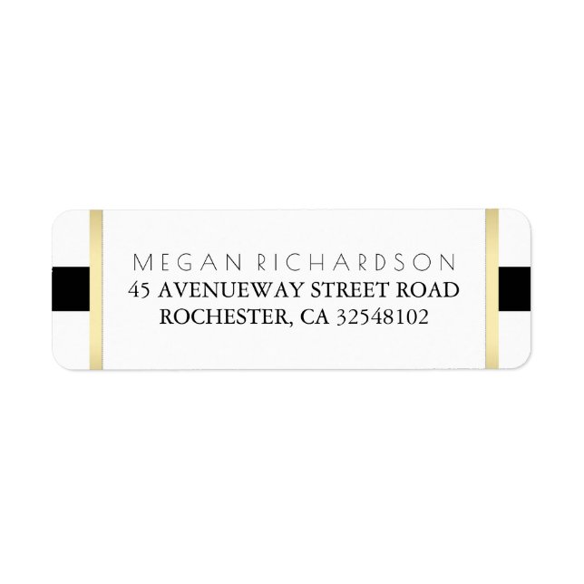 Étiquette Mariage noir et blanc or (Devant)