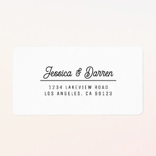 Étiquette Mariage noir et blanc rétromoderne Adresse de reto
