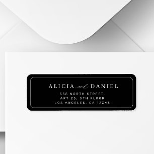 Étiquette Mariage noir moderne minimaliste adresse de retour