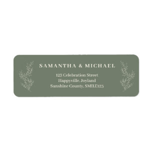 Étiquette Mariage Nouvellement Mariés Floral Ivy Crème Sage