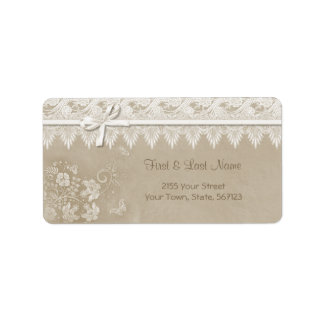Étiquette Mariage papillon de dentelle florale