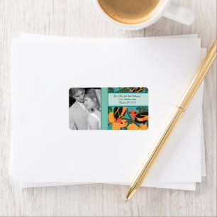 Étiquette Mariage Photo Art Déco Oiseaux RSVP ou Merci